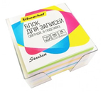 Бокс с бумагой для заметок Silwerhof Standart, 90×90×45 мм, непроклеенный, 4 цвета, бокс прозрачный