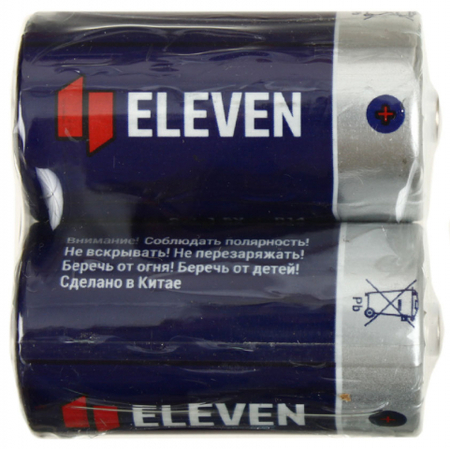 Батарейки солевые Eleven, C, R14, 1.5V, 2 шт.