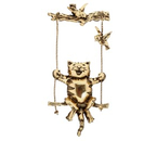 Брошь «Кот на качелях», 5 см, цвет чернёное золото Брошь «Кот на качелях», 5 см, цвет чернёное золото