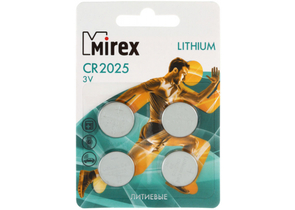 Батарейки литиевые дисковые Mirex Lithium, CR2025, 3V, 4 шт.