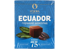 Шоколад O'Zera горький, 90 г, Ecuador, 75%, «Ароматный и деликатный»