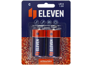 Батарейки щелочные Eleven, C, LR14, 1.5V, 2 шт.