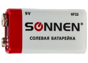 Батарейка солевая Sonnen, 6F22, 9V, тип «Крона»