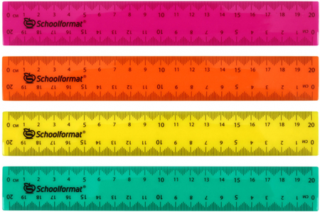 Линейка пластиковая Schoolformat (неон), 20 см, ассорти