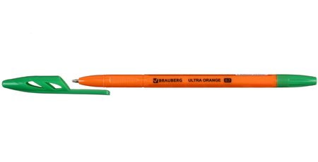 Ручка шариковая Brauberg Ultra Orange, корпус оранжевый, стержень зеленый