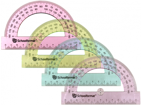 Транспортир пластиковый Schoolformat, 12 см, 180°, ассорти