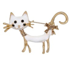 Брошь «Кошка», 4,5 см, «Кокетливая с бантом», цвет белый в кофейном золоте Брошь «Кошка», 4,5 см, «Кокетливая с бантом», цвет белый в кофейном золоте