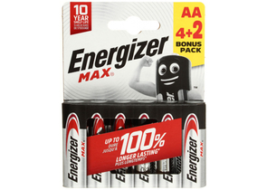 Батарейки щелочные Energizer Max, AA, LR6, 1.5V, 6 шт.