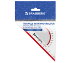 Треугольник пластиковый с транспортиром Brauberg Crystal, 13 см, 45°, транспортир - 180°, прозрачный Треугольник пластиковый с транспортиром Brauberg Crystal, 13 см, 45°, транспортир - 180°, прозрачный