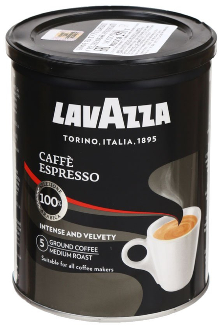 Кофе натуральный молотый Lavazza Caffe Espresso, 250 г, среднеобжаренный (в банке)