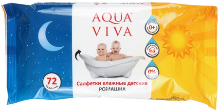 Салфетки влажные детские Aqua Viva, 72 шт., «Ромашка»