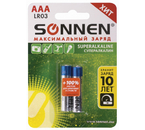 Батарейки щелочные Sonnen SuperAlkaline, AAA, LR03, 1.5V, 2 шт.