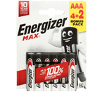 Батарейки щелочные Energizer Max, AAA, LR03, 1.5V, 6 шт.