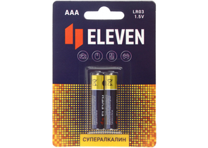 Батарейки щелочные Eleven Super, AAA, LR03, 1.5V, 2 шт.