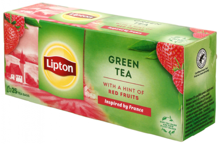 Чай Lipton Green Tea, 35 г, 25 пакетиков, «Красные ягоды», зеленый чай с добавками