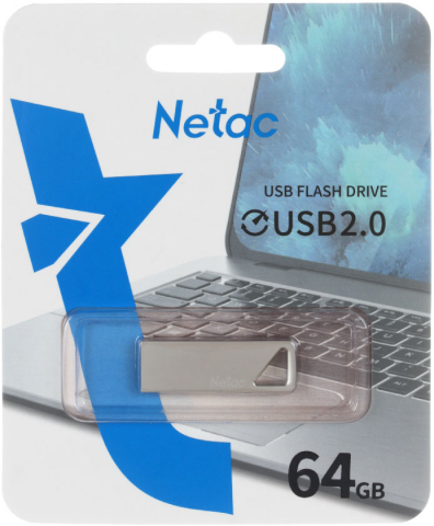 Флэш-накопитель Netac U326 (2.0), 64 Gb, корпус серебристый