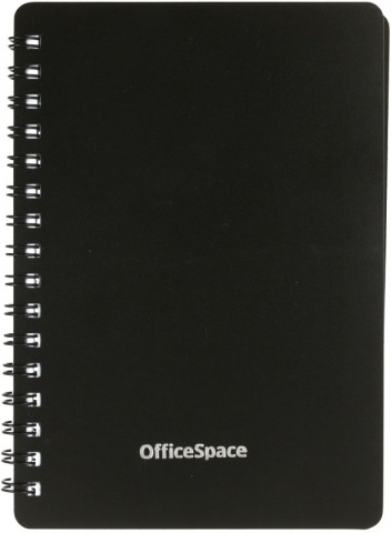 Книжка записная на гребне OfficeSpace Bace, 105*150 мм, 60 л., клетка, черная