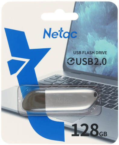 Флеш-накопитель Netac U352 (2.0), 128 Gb, корпус серебристый