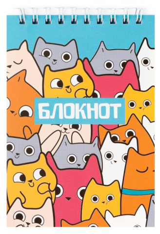 Блокнот на гребне А6 «Котята», 100*145 мм, 40 л., клетка