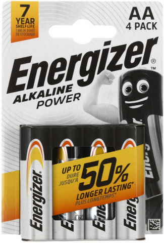 Батарейки щелочные Energizer Alkaline Power, AA, LR6, 1,5V, 4 шт.