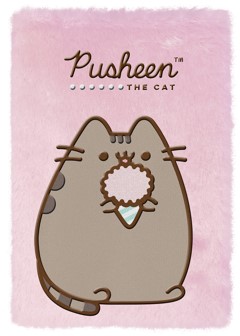 Блокнот на склейке Pusheen, 145*210 мм, 80 л., линия (в меховой обложке с патчем)