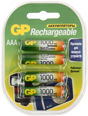 Аккумулятор GP, AAA, 1.2V, 1000 mAh (4 шт. в упаковке)