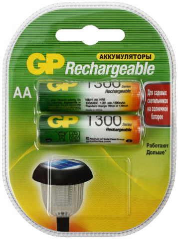 Аккумулятор GP AA, 1.2V, 1300 mAh, (2 шт. в упаковке)