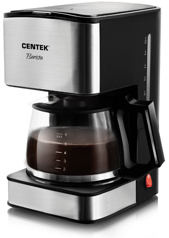 Кофеварка Centek CT-1144, серебристая с черным