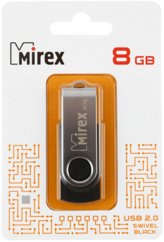 Флэш-накопитель Mirex Swivel (2.0), 8Gb, корпус черный