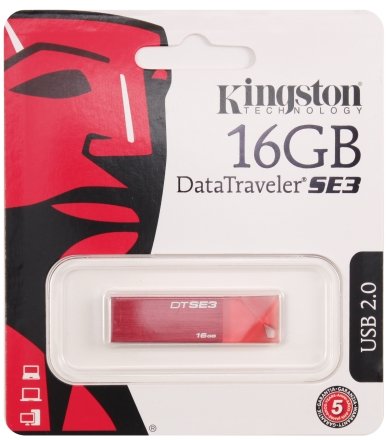 Флэш-накопитель Kingston DataTraveler DTSE3, 16 Gb, корпус розовый