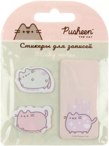 Бумага для заметок с липким краем фигурная Pusheen, 10*7*0,2 см, 3 блока*20 л.