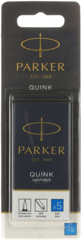 Чернила в капсулах смываемые Parker Cartridge Quink, синие