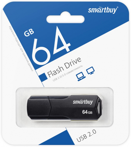 Флэш-накопитель SmartBuy Clue (2.0) 64 Gb, корпус черный