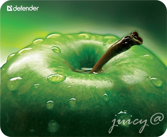 Коврик для мыши Defender Juicy Sticker 220×180×0,4 мм, «Зеленое яблоко»