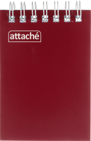 Блокнот на гребне Attache (А7) 70×100 мм, 60 л., клетка, бордовый