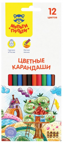 Карандаши цветные «Невероятные приключения», 12 цветов, длина 177 мм