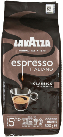 Кофе натуральный в зернах Lavazza Caffe Espresso 500 г, среднеобжаренный