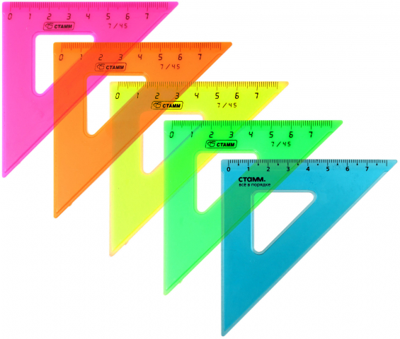Треугольник пластиковый «Стамм» 7 см, 45°, ассорти (цена за 1 шт.)