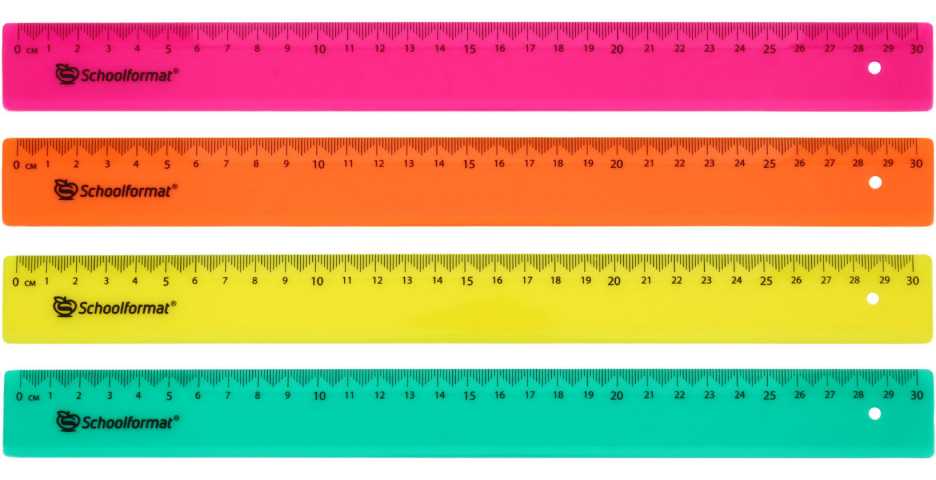 Линейка пластиковая Schoolformat (неон) 30 см, ассорти