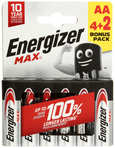 Батарейки щелочные Energizer Max AA, LR6, 1.5V, 6 шт.