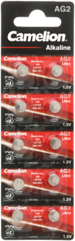 Батарейки щелочные дисковые Camelion Alkaline AG2, LR726, 1.5V, 10 шт.