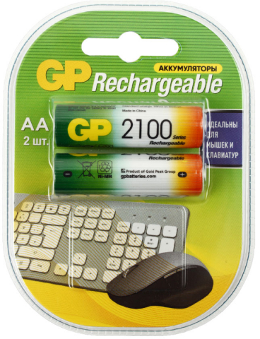 Аккумулятор GP AA, 1.2V, 2100 mAh, (2 шт. в упаковке)