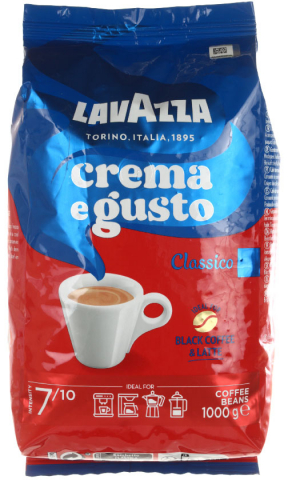 Кофе натуральный в зернах Lavazza Crema e Gusto Classico, 1000 г., среднеобжаренный