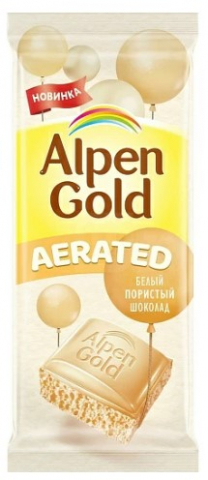 Шоколад Alpen Gold, 75 г, Aerated, пористый белый шоколад