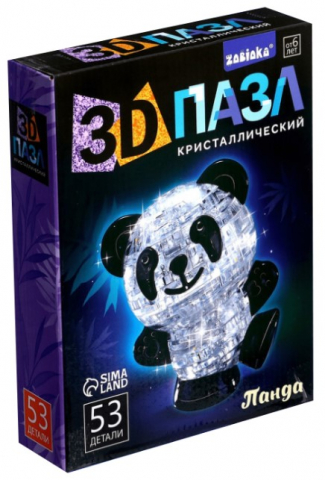 Пазл 3D детский кристаллический Sima-Land, 9*6,5*6,5 см, 53 детали, «Панда», ассорти