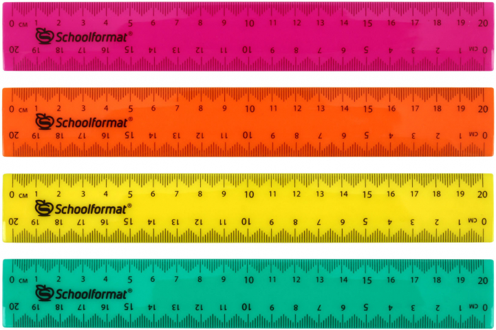 Линейка пластиковая Schoolformat (неон) 20 см, ассорти