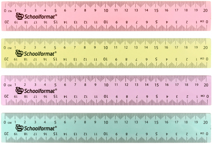 Линейка пластиковая Schoolformat (пастель) 20 см, ассорти