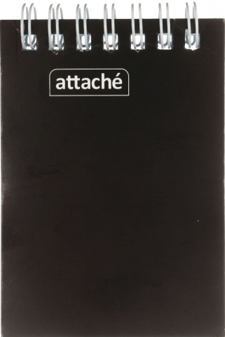 Блокнот на гребне Attache (А7) 70×100 мм, 60 л., клетка, черный