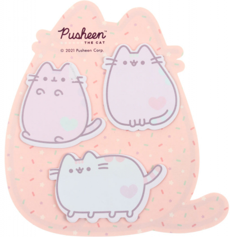 Бумага для заметок с липким краем фигурная Pusheen 14×17×0,5 мм, 3 блока×20 л.