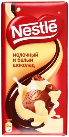 Шоколад Nestle, 90 г, молочный и белый шоколад